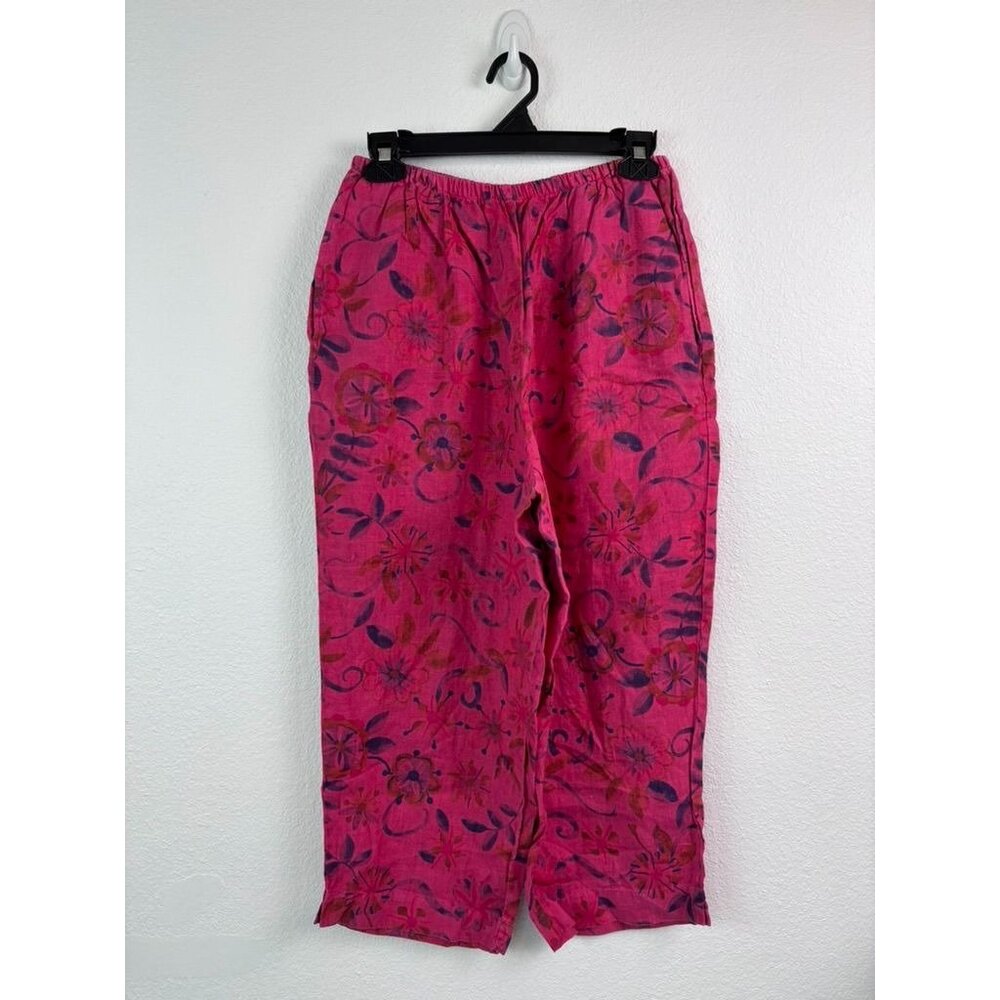 Habitat Clothes to live in women's medium red floral cropped linen pants